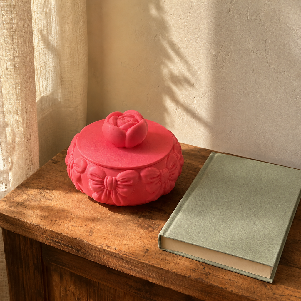 Bow Bangle Box on a bedside table