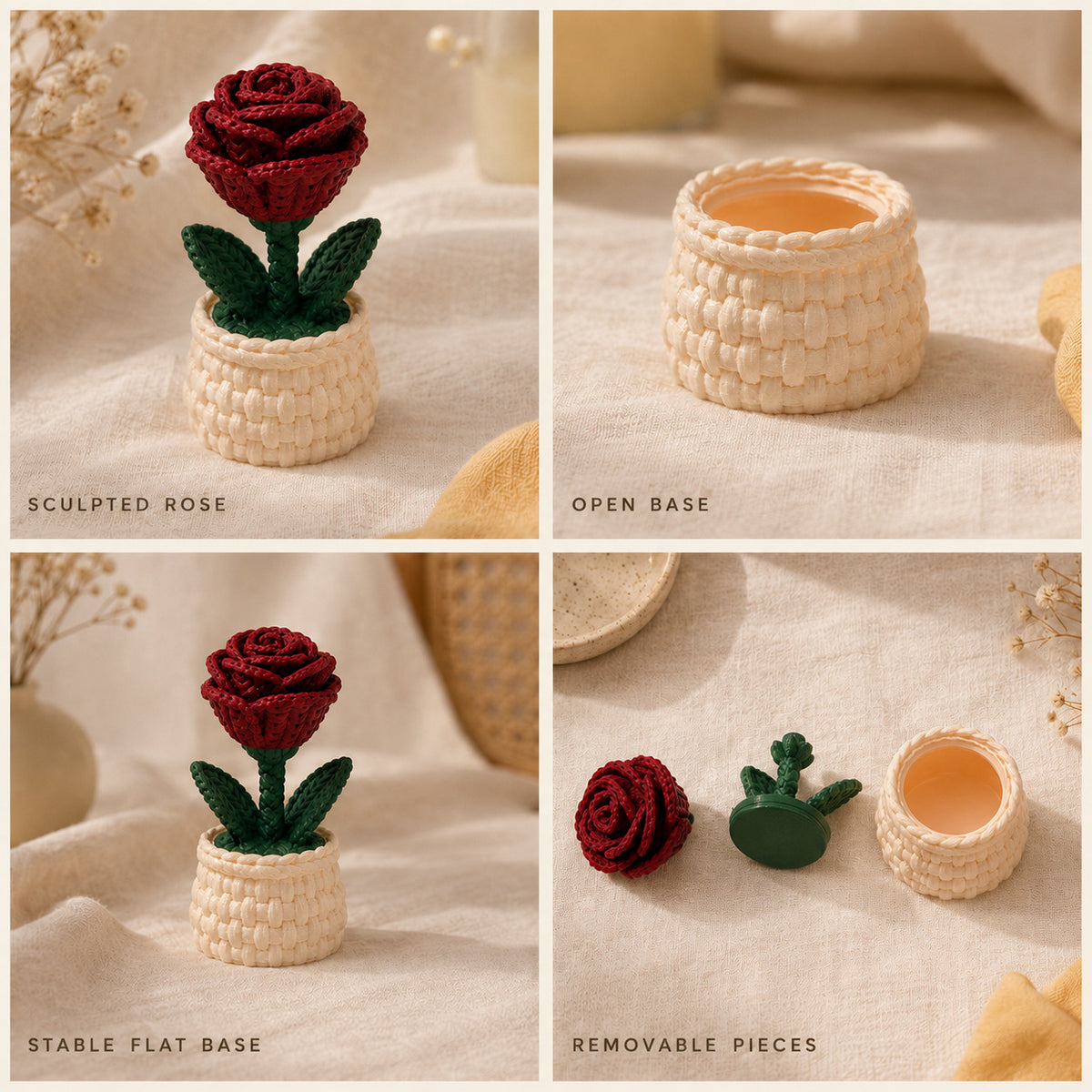 Knitted Rose Ring Holder