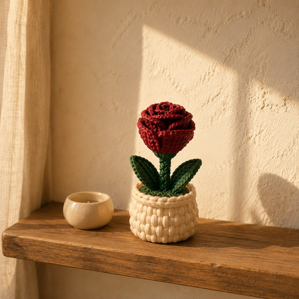 Knitted Rose Ring Holder